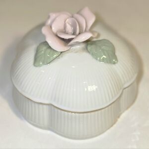 Vintage Heritage House Celebration Of Love Jewelry Music Box Pink Rose Edelweiss